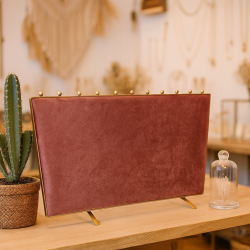 Grande portacollane bicolore in velluto rosa cipria e rosa blush
