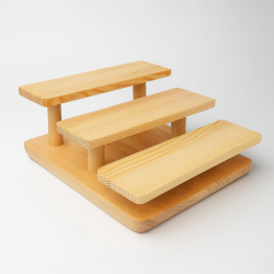 Espositore per occhiali a forma di scala in legno per 3 paia