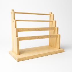 Espositore per orecchini in legno naturale a 4 livelli