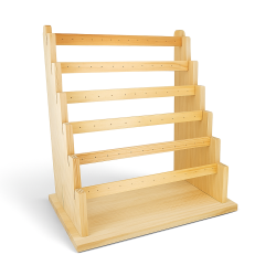 Espositore per orecchini a 6 ripiani in legno naturale