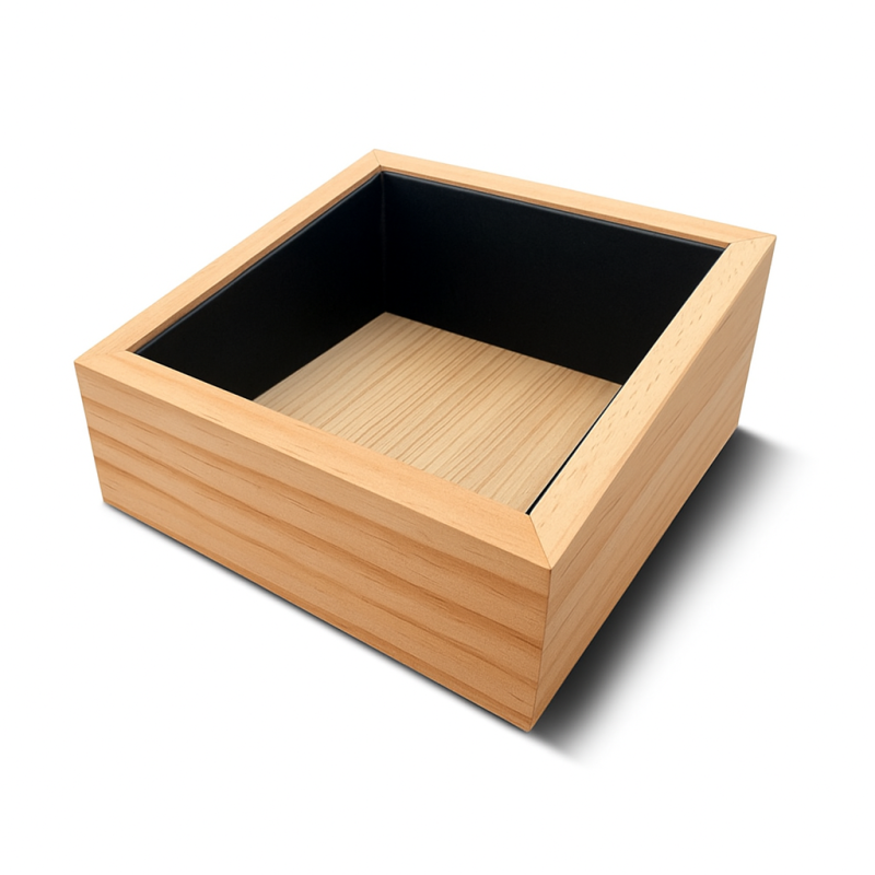 Piccolo espositore per cuscino porta orologi in legno e similpelle nera