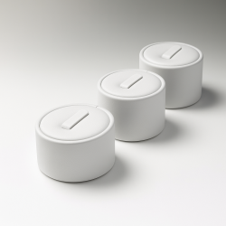 Set di 3 supporti rotondi in similpelle per anelli - Bianco