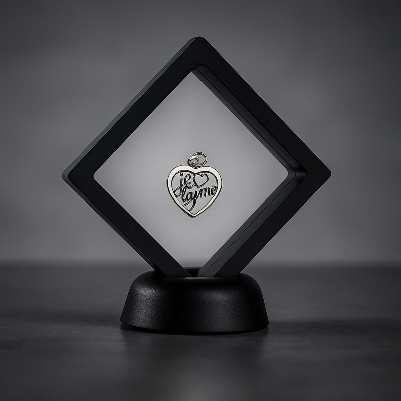 Piccolo espositore galleggiante per gioielli 7x7 cm a forma di rombo - nero
