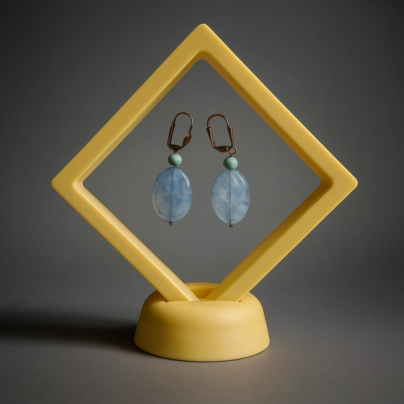 Portagioielli a forma di rombo con effetto sospeso 9x9 cm - giallo chiaro