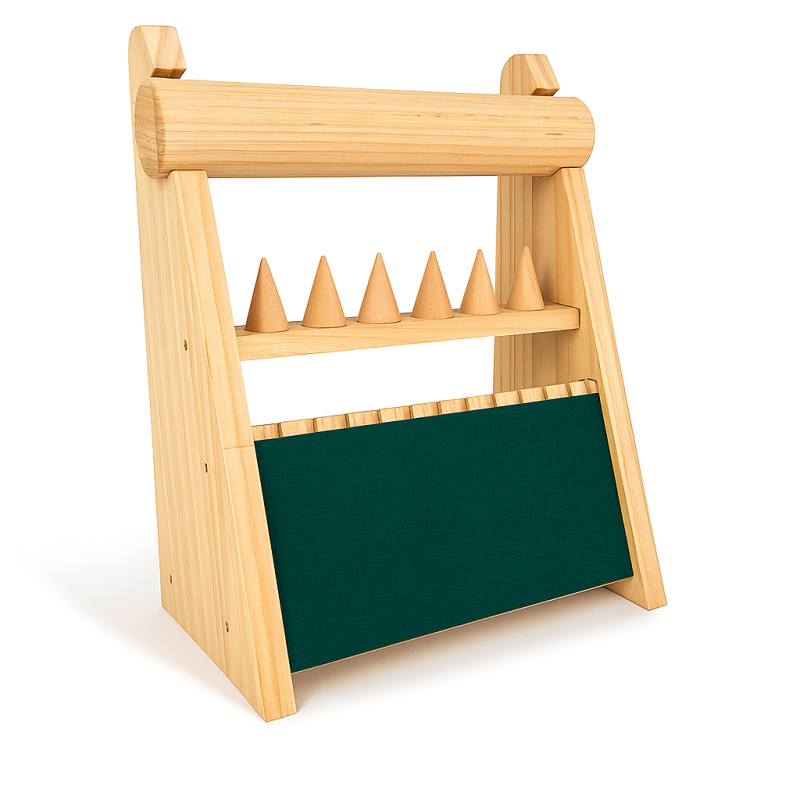 Espositore per gioielli in legno e similpelle verde smeraldo per collane, anelli e bracciali