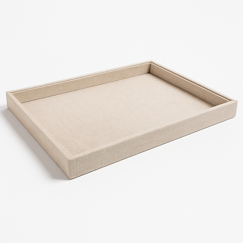 Set di 5 vassoi da esposizione in cotone beige naturale