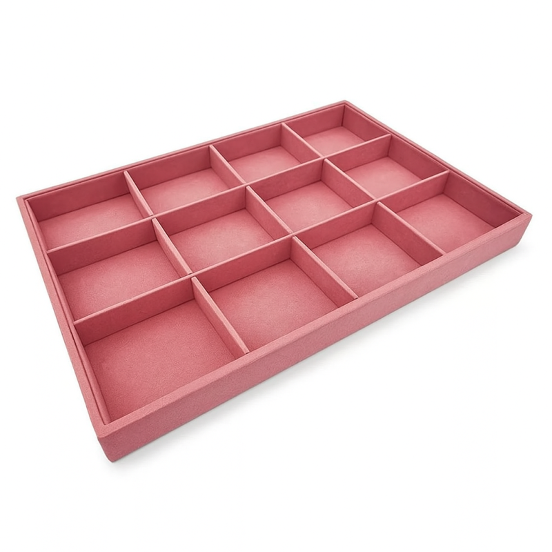 Set di 5 vassoi a scomparti in similpelle rosa