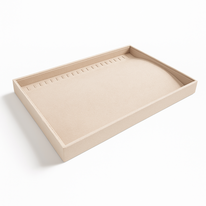 Set di 5 vassoi per collane in similpelle beige crema