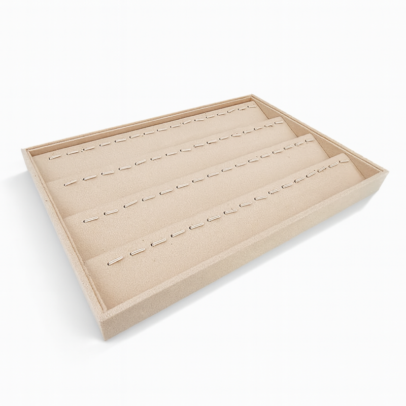 Set di 5 vassoi da esposizione per ciondoli in similpelle beige