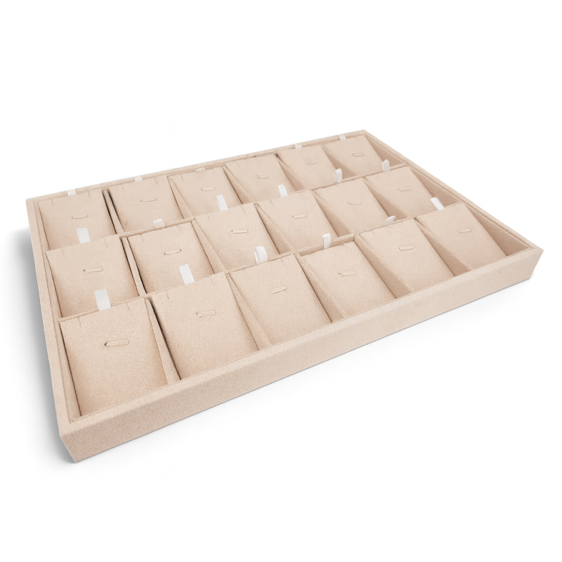 Vassoio espositore per 24 ciondoli - Alcantara beige