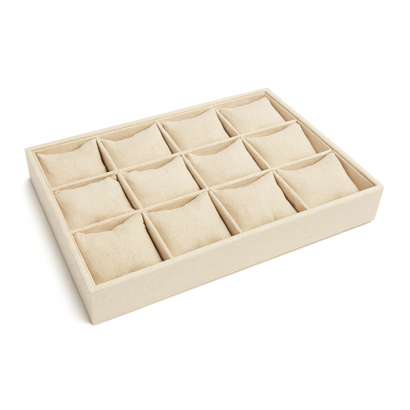 Espositore a cuscini per orologi in cotone beige naturale