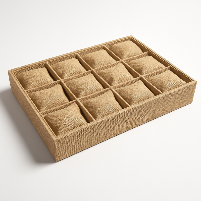 Espositore a cuscini per orologi in juta beige