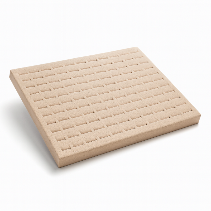 Espositore a vassoio per anelli a 3 posizioni in similpelle beige crema
