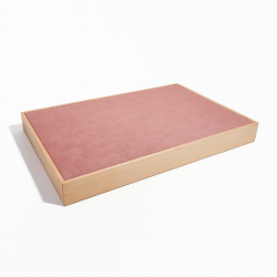 Piccolo vassoio da esposizione in legno e alcantara rosa
