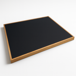Grande vassoio da esposizione in legno e similpelle nera