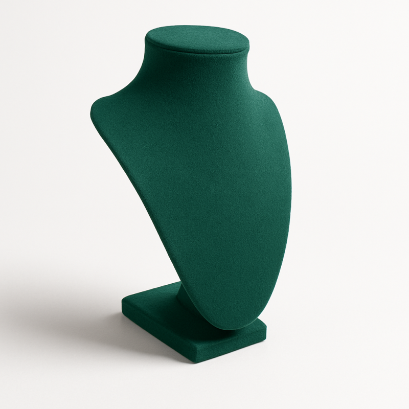 Set di 10 mini busti portagioiellilli in similpelle verde smeraldo per collane