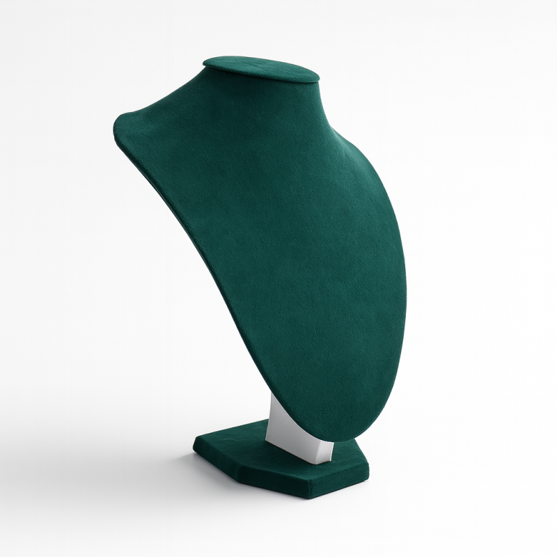 Busto per gioielli in alcantara verde smeraldo da 24 cm per collane