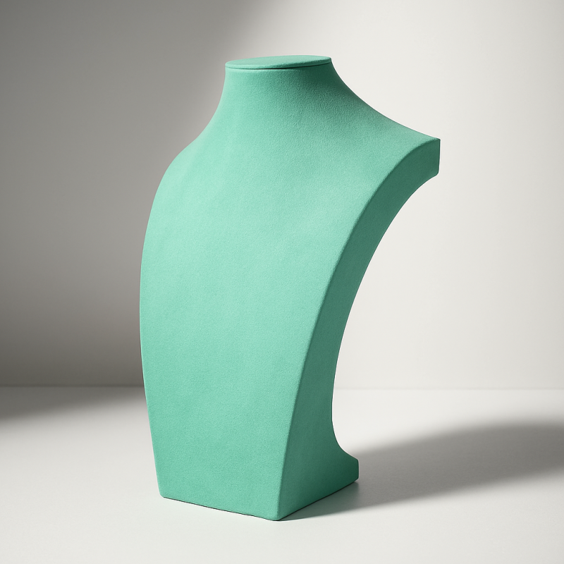 Manichino per collane "Riviera" 30 cm – Similpelle verde laguna