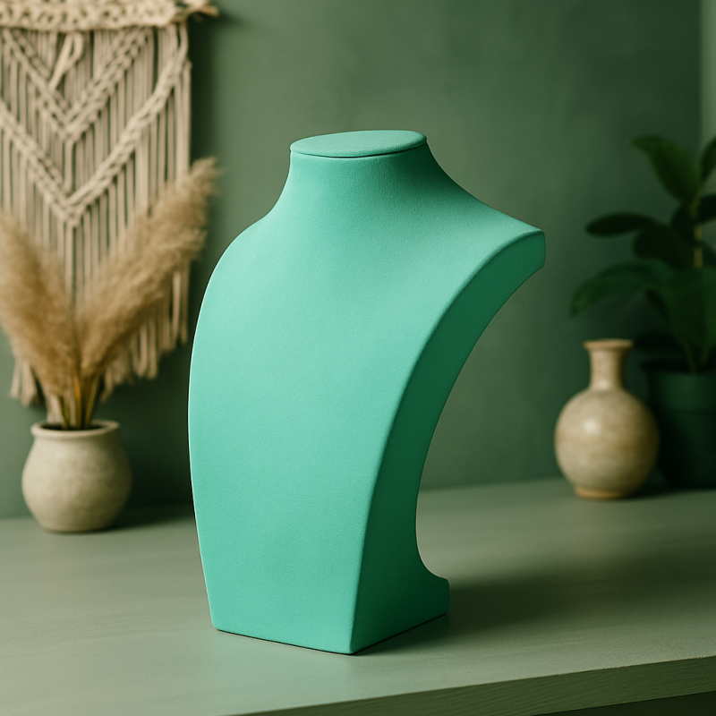 Set di 10 manichini per collane Riviera da 35 cm | Espositori in similpelle verde laguna