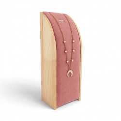 Portacollana rettangolare in legno e alcantara rosa