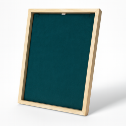 Espositore a cornice per collane o catenine in legno e alcantara verde smeraldo