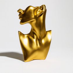 Busto portagioiellilli da donna dorato in resina
