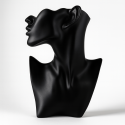 Busto da vetrina per gioielli da donna nero troncato