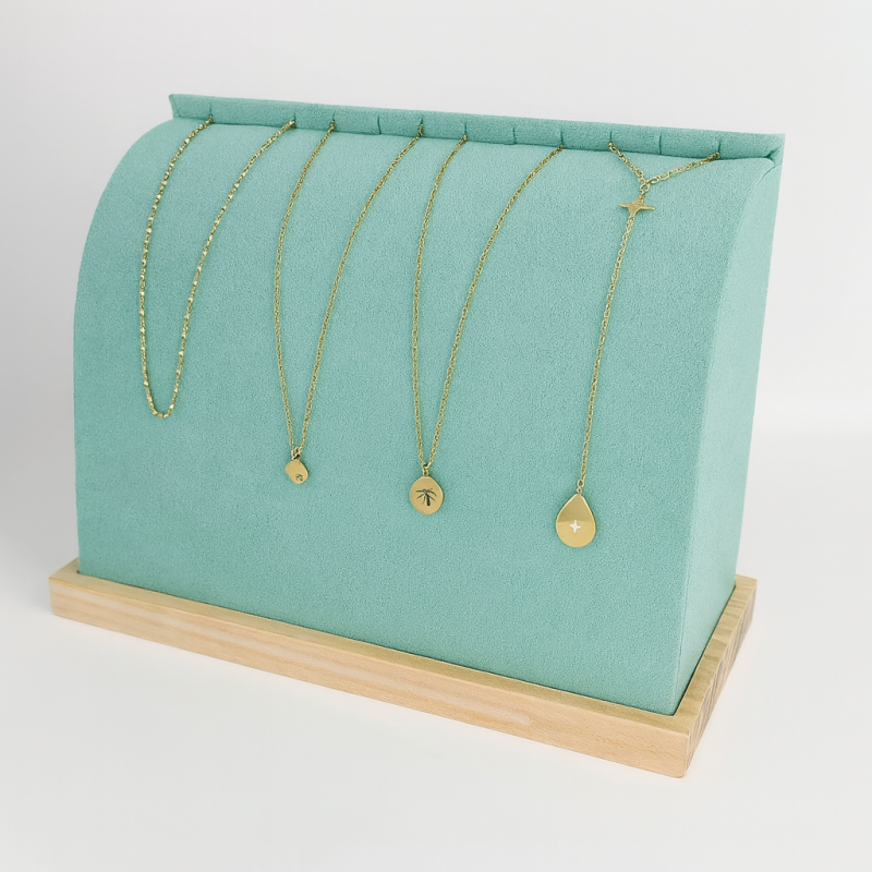 Espositore per collane "Volume" - Collezione Vert Riviera in legno e similpelle