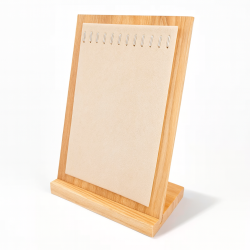 Espositore a 2 posizioni per collane in legno e alcantara beige