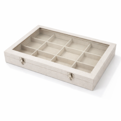 Valigetta portagioiellilli con scomparti in cotone beige