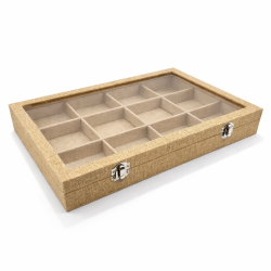Set di 5 valigette portagioielli a scomparti in juta beige