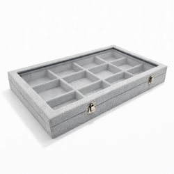 Set di 5 valigette portagioielli con scomparti in velluto grigio
