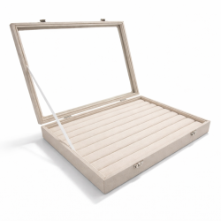 Valigetta per anelli in cotone beige naturale