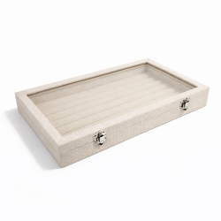 Valigetta per anelli in cotone beige naturale