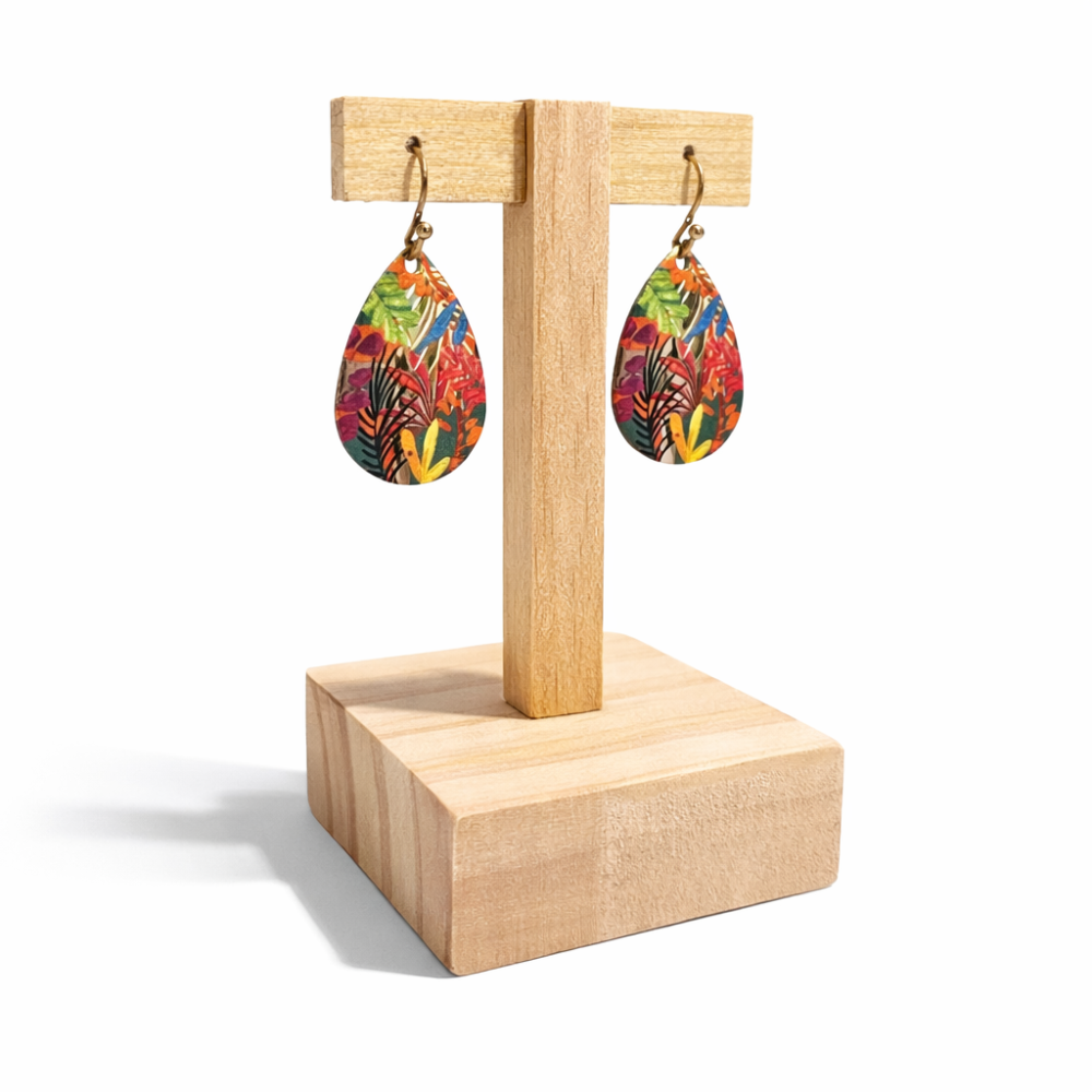 Porta orecchini a forma di T in legno naturale 9 cm