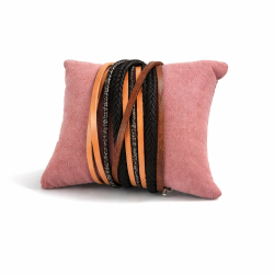 Set di 24 piccoli cuscini in similpelle rosa 7x8 cm