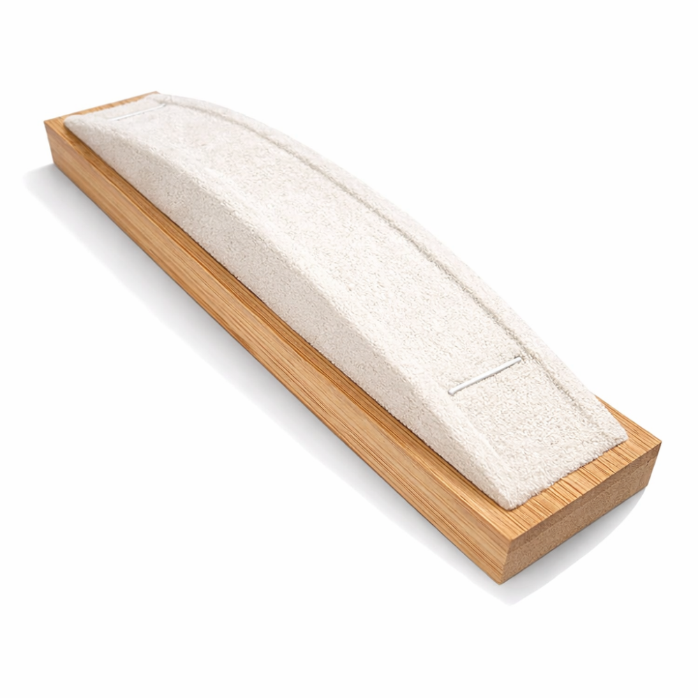 Portabraccialetto bombato in legno di bambù e alcantara beige