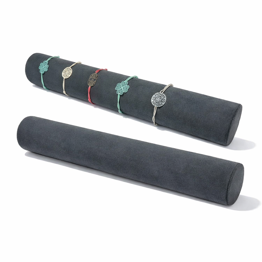 Set di 10 espositori a cerchio in alcantara grigio antracite per braccialetti da 29 cm
