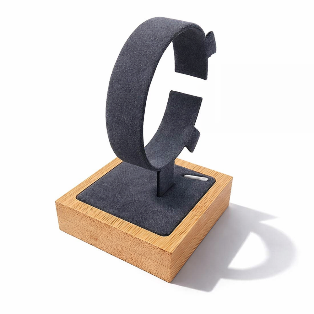 Porta orologi singolo in legno di bambù - Alcantara grigio antracite