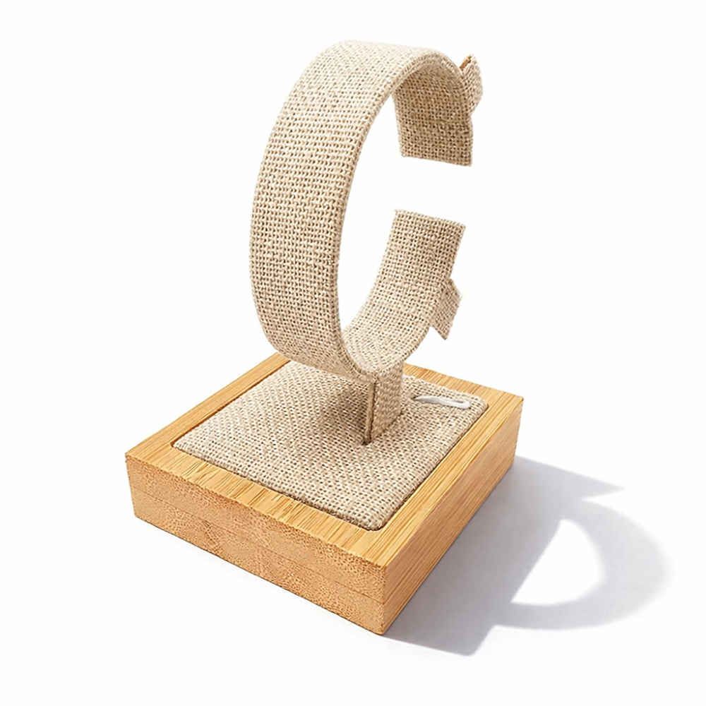 Portaorologi singolo in legno di bambù - Cotone beige naturale