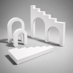 Set di 4 articoli decorativi per vetrina in schiuma bianca - Porte