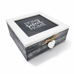 Scatola portaoggetti a 4 scomparti con coperchio "Home sweet Home"