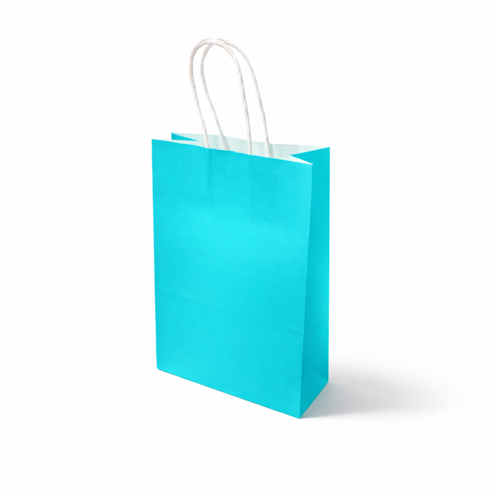 12 bustine regalo in carta kraft blu turchese 15x8x21 cm