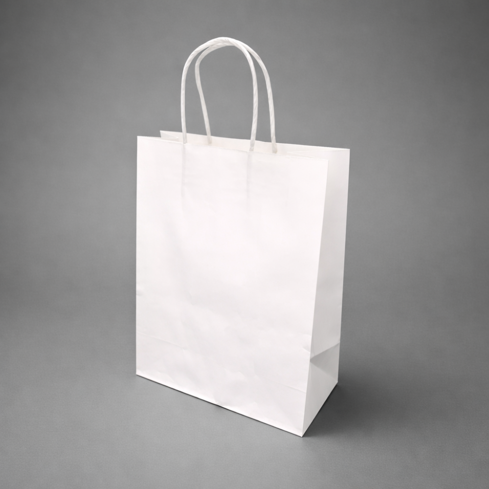 Set di 12 sacchetti kraft monocolore bianco 26x12x33 cm