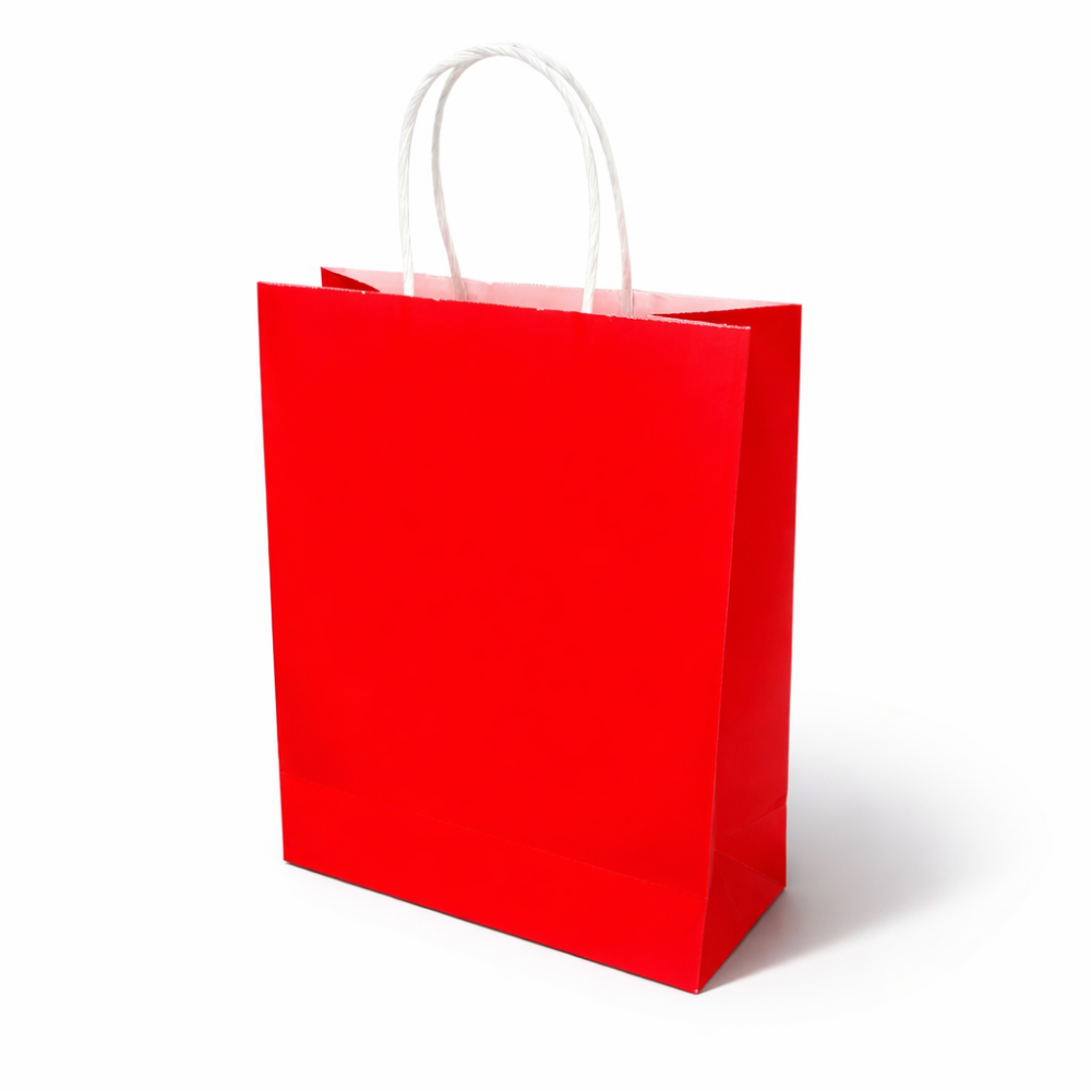 12 grandi sacchetti regalo in carta kraft rossa 31x12x42 cm