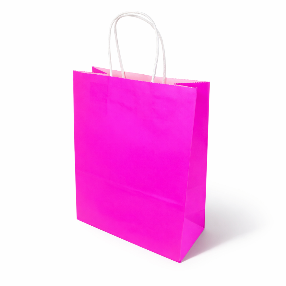 12 grandi sacchetti regalo in carta kraft rosa fucsia 31x12x42 cm