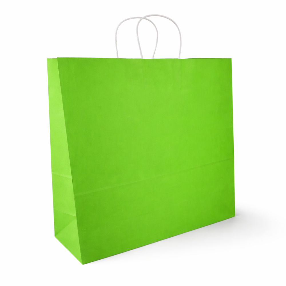 12 grandi sacchetti regalo in carta kraft verde anice 44x15x40 cm