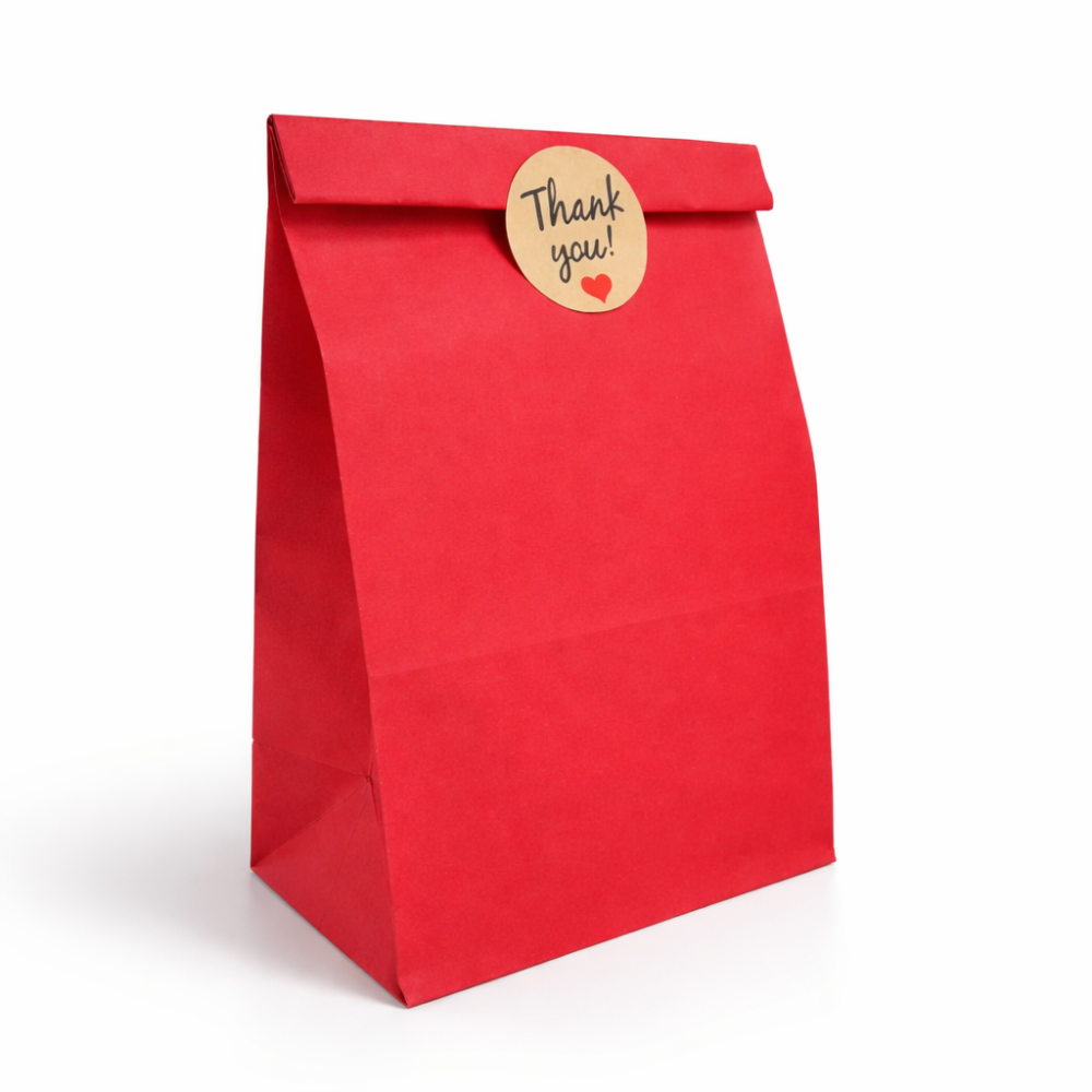 12 sacchetti SOS in carta kraft rossa 13x8x24 cm