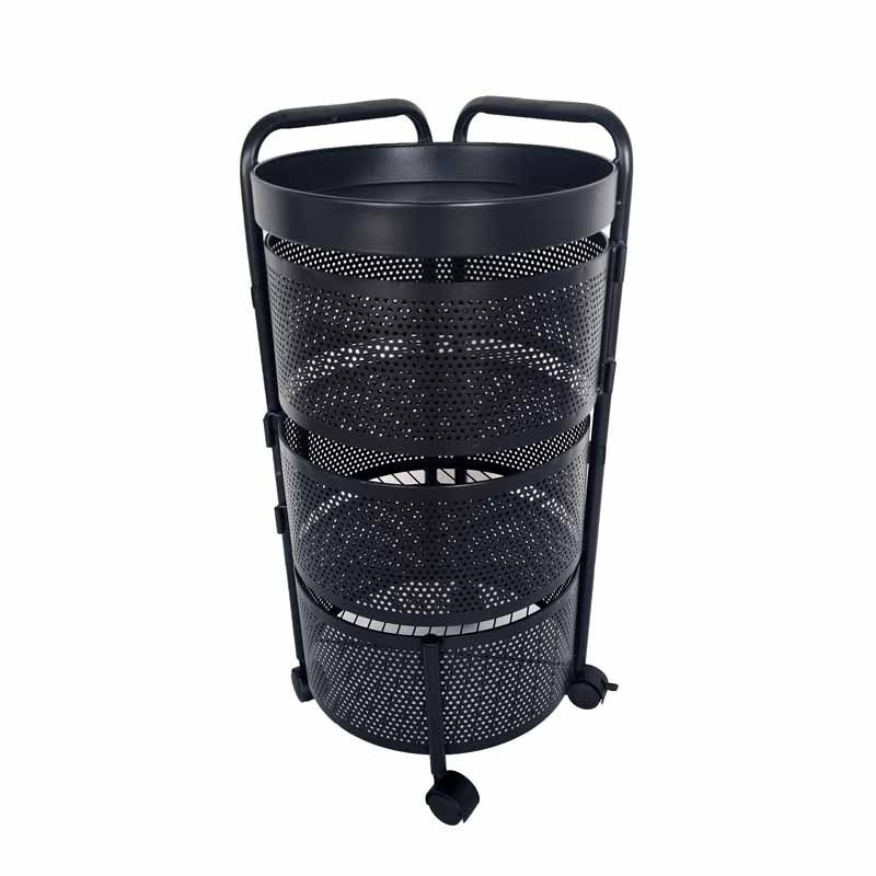 Meuble à roulettes à 3 tiroirs pivotants en métal noir