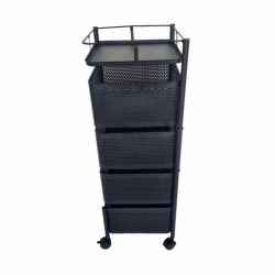 Set di 2 carrelli quadrati in metallo nero - 4 cassetti girevoli - Soluzione di stoccaggio professionale